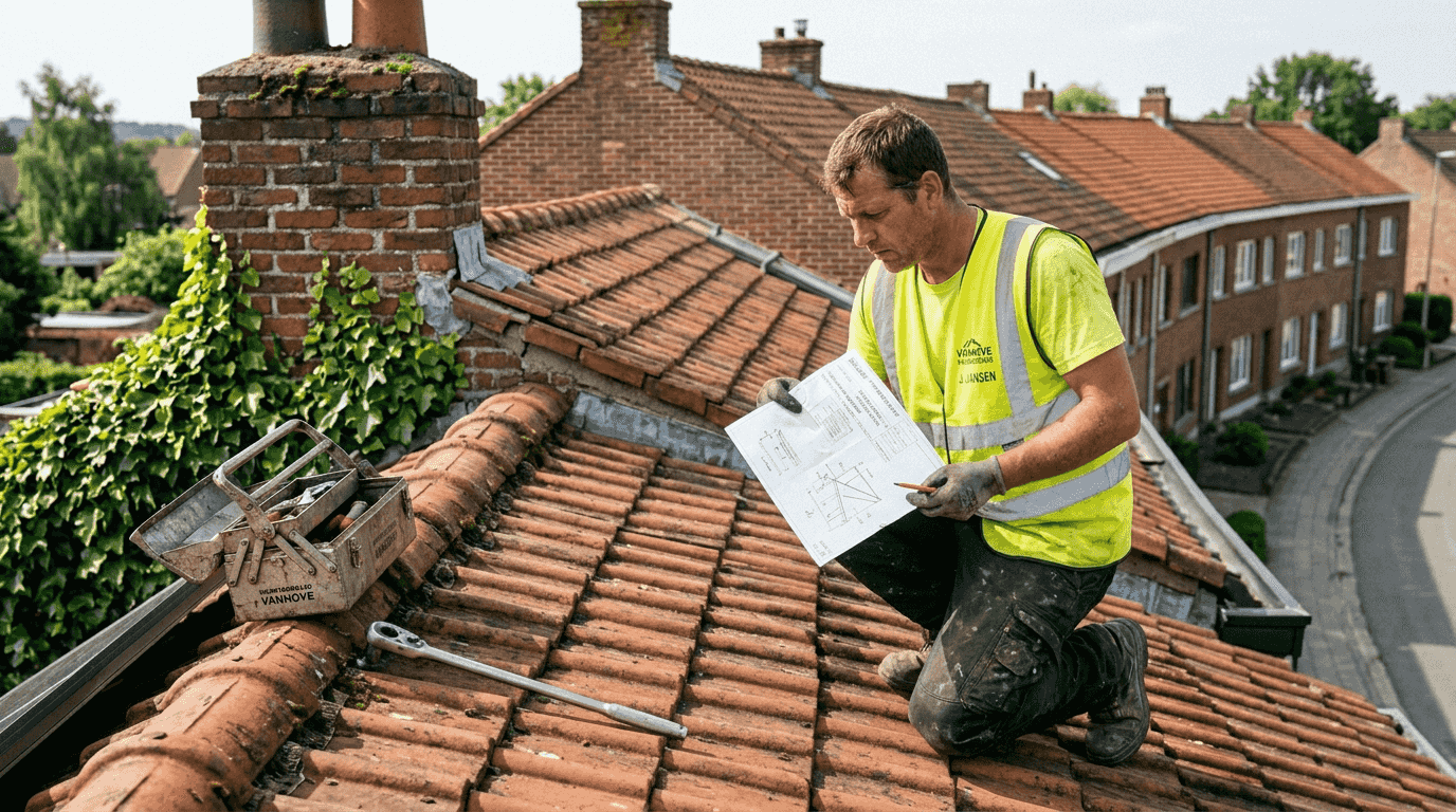 Voordat er zonnepanelen geplaatst worden, inspecteert de installateur eerst het dak grondig.